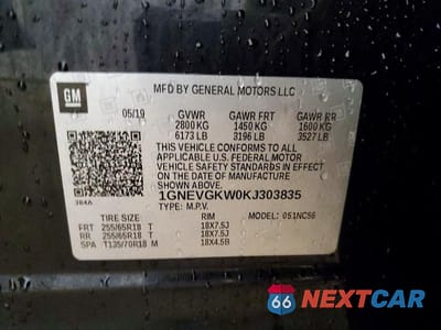 Zdjęcie 13 z 13 samochodu: 2019 CHEVROLET TRAVERSE LT VIN:1GNEVGKW0KJ303835 - miniatura