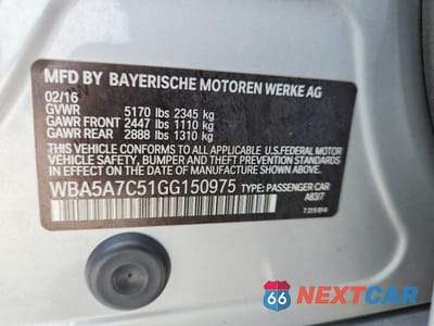 Zdjęcie 12 z 12 samochodu: 2016 BMW 528 XI VIN:WBA5A7C51GG150975 - miniatura