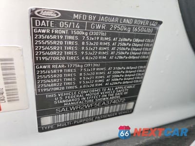 Zdjęcie 12 z 12 samochodu: 2014 LAND ROVER RANGE ROVER SPORT HSE VIN:SALWR2WF5EA374072 - miniatura
