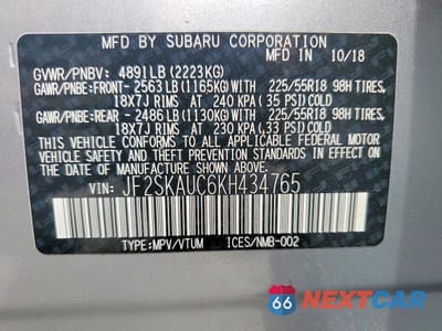 Zdjęcie 14 z 14 samochodu: 2019 SUBARU FORESTER LIMITED VIN:JF2SKAUC6KH434765 - miniatura