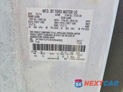 Zdjęcie 12 z 12 samochodu: 2014 FORD F150 VIN:1FTNF1CFXEKD64500 - miniatura