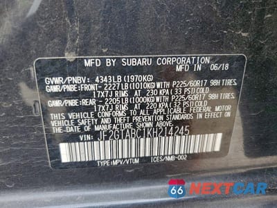 Zdjęcie 13 z 13 samochodu: 2019 SUBARU CROSSTREK VIN:JF2GTABC1KH214245 - miniatura