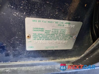 Zdjęcie 13 z 13 samochodu: 2005 SUBARU FORESTER 2.5X VIN:JF1SG63645H712789 - miniatura