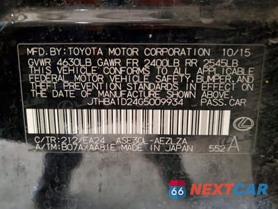 Zdjęcie 12 z 12 samochodu: 2016 LEXUS IS 200T VIN:JTHBA1D24G5009934 - miniatura
