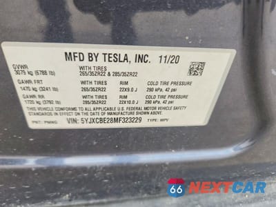 Zdjęcie 12 z 12 samochodu: 2021 TESLA MODEL X VIN:5YJXCBE28MF323229 - miniatura