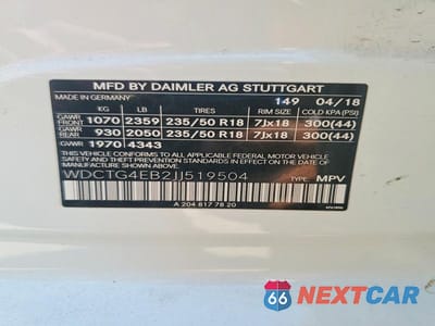 Zdjęcie 12 z 12 samochodu: 2018 MERCEDES-BENZ GLA 250 VIN:WDCTG4EB2JJ519504 - miniatura