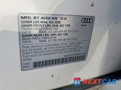 Zdjęcie 12 z 12 samochodu: 2017 AUDI Q3 PREMIUM VIN:WA1ECCFS0HR012447 - miniatura