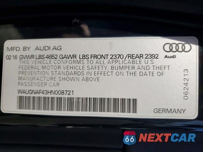 Zdjęcie 12 z 12 samochodu: 2017 AUDI A4 PREMIUM VIN:WAUGNAF43HN008721 - miniatura