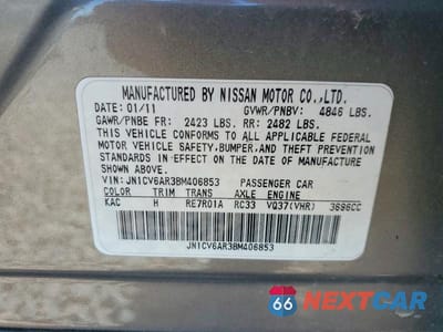 Zdjęcie 12 z 12 samochodu: 2011 INFINITI G37 SEDAN X VIN:JN1CV6AR3BM406853 - miniatura