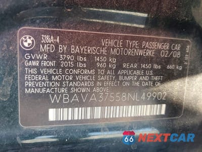Zdjęcie 12 z 12 samochodu: 2008 BMW 328 I VIN:WBAVA37558NL49902 - miniatura