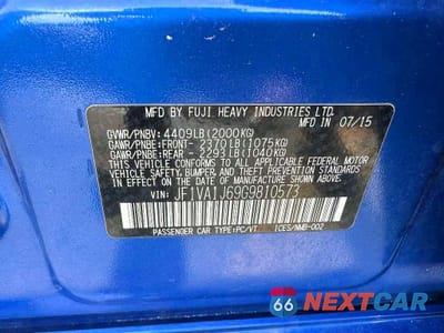 Zdjęcie 10 z 10 samochodu: 2016 SUBARU WRX LIMITED VIN:JF1VA1J69G9810573 - miniatura