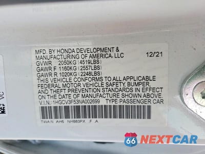 Zdjęcie 12 z 12 samochodu: 2022 HONDA ACCORD HYBRID EXL VIN:1HGCV3F53NA002699 - miniatura