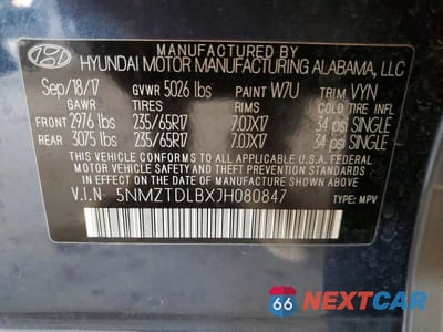 Zdjęcie 12 z 12 samochodu: 2018 HYUNDAI SANTA FE SPORT 2.4L VIN:5NMZTDLBXJH080847 - miniatura