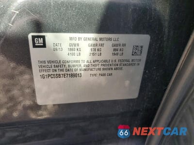 Zdjęcie 12 z 12 samochodu: 2014 CHEVROLET CRUZE LT VIN:1G1PC5SB7E7189013 - miniatura