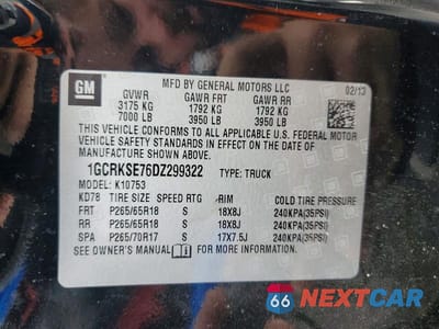 Zdjęcie 12 z 12 samochodu: 2013 CHEVROLET SILVERADO K1500 LT VIN:1GCRKSE76DZ299322 - miniatura