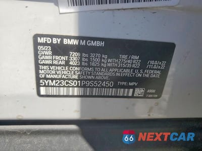 Zdjęcie 13 z 13 samochodu: 2023 BMW XM VIN:5YM23CS01P9S52450 - miniatura