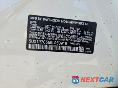 Zdjęcie 13 z 13 samochodu: 2019 BMW X3 SDRIVE30I VIN:5UXTR7C56KLR50916 - miniatura