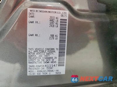 Zdjęcie 12 z 12 samochodu: 2025 NISSAN ALTIMA SV VIN:1N4BL4DW4SN411547 - miniatura