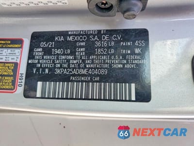 Zdjęcie 14 z 14 samochodu: 2021 KIA RIO S VIN:3KPA25AD8ME404089 - miniatura