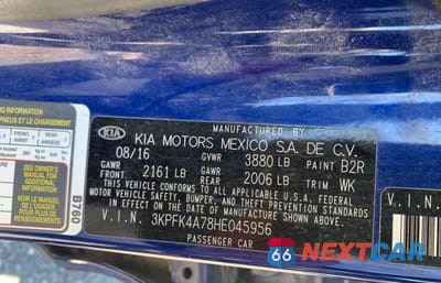 Zdjęcie 10 z 10 samochodu: 2017 KIA FORTE LX VIN:3KPFK4A78HE045956 - miniatura