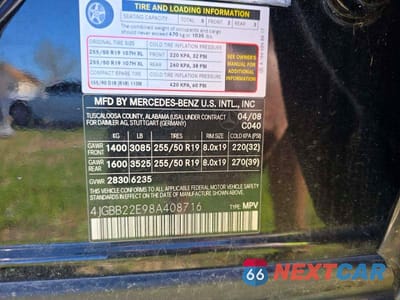 Zdjęcie 10 z 12 samochodu: 2008 MERCEDES-BENZ ML 320 CDI VIN:4JGBB22E98A408716 - miniatura