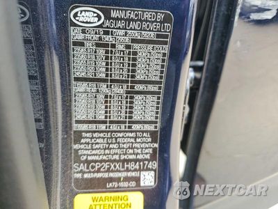 Zdjęcie 12 z 12 samochodu: 2020 LAND ROVER DISCOVERY SPORT SE VIN:SALCP2FXXLH841749 - miniatura