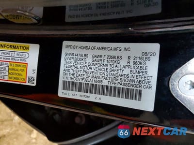Zdjęcie 12 z 12 samochodu: 2020 HONDA ACCORD SPORT VIN:1HGCV1F32LA118458 - miniatura