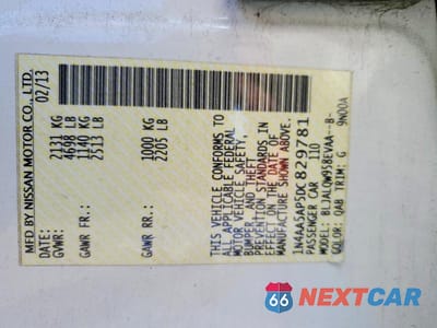 Zdjęcie 12 z 12 samochodu: 2013 NISSAN MAXIMA 3.5 S VIN:1N4AA5AP5DC829781 - miniatura