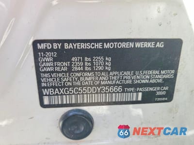 Zdjęcie 12 z 12 samochodu: 2013 BMW 528 I VIN:WBAXG5C55DDY35666 - miniatura