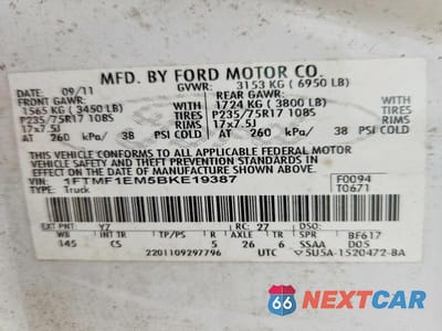 Zdjęcie 12 z 12 samochodu: 2011 FORD F150 VIN:1FTMF1EM5BKE19387 - miniatura