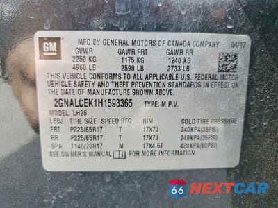 Zdjęcie 13 z 13 samochodu: 2017 CHEVROLET EQUINOX LT VIN:2GNALCEK1H1593365 - miniatura