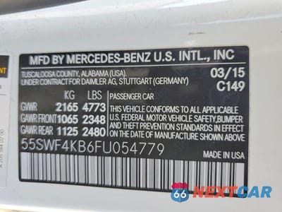 Zdjęcie 12 z 12 samochodu: 2015 MERCEDES-BENZ C 300 4MATIC VIN:55SWF4KB6FU054779 - miniatura