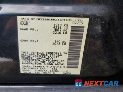 Zdjęcie 13 z 13 samochodu: 2015 NISSAN ALTIMA 2.5 SV VIN:1N4AL3AP6FC479711 - miniatura