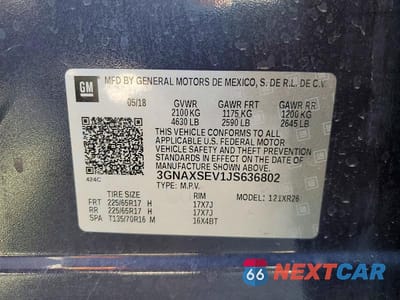 Zdjęcie 12 z 12 samochodu: 2018 CHEVROLET EQUINOX LT VIN:3GNAXSEV1JS636802 - miniatura