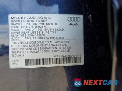 Zdjęcie 13 z 13 samochodu: 2013 AUDI Q7 PREMIUM PLUS VIN:WA1LGAFE1DD000972 - miniatura
