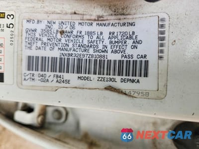 Zdjęcie 12 z 12 samochodu: 2007 TOYOTA COROLLA LE VIN:1NXBR32E97Z810881 - miniatura