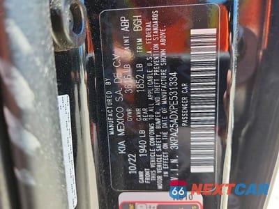 Zdjęcie 13 z 13 samochodu: 2023 KIA RIO S VIN:3KPA25ADXPE531334 - miniatura