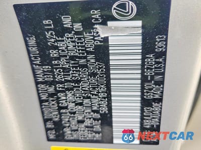 Zdjęcie 12 z 12 samochodu: 2019 LEXUS ES 350 VIN:58ABZ1B16KU031537 - miniatura