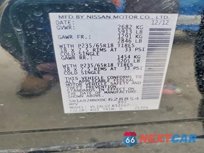 Zdjęcie 13 z 13 samochodu: 2013 NISSAN PATHFINDER S VIN:5N1AR2MNXDC628854 - miniatura