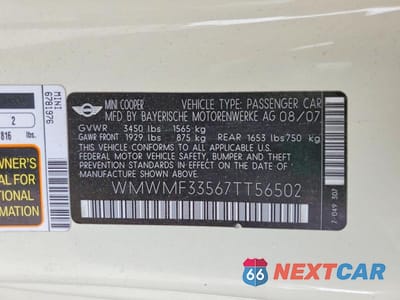 Zdjęcie 12 z 12 samochodu: 2007 MINI COOPER VIN:WMWMF33567TT56502 - miniatura