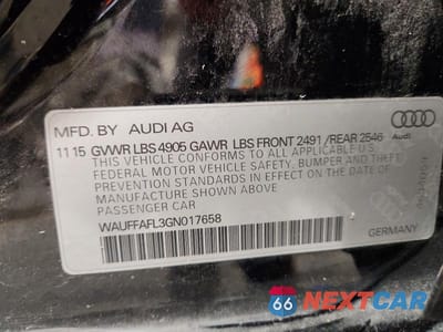 Zdjęcie 12 z 12 samochodu: 2016 AUDI A4 VIN:WAUFFAFL3GN017658 - miniatura