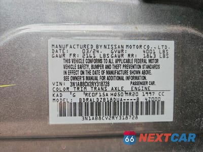 Zdjęcie 13 z 13 samochodu: 2024 NISSAN SENTRA SV VIN:3N1AB8CV2RY318728 - miniatura