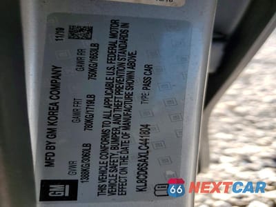 Zdjęcie 13 z 13 samochodu: 2020 CHEVROLET SPARK 1LT VIN:KL8CD6SAXLC441804 - miniatura