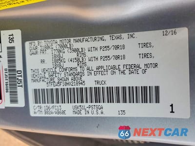 Zdjęcie 12 z 12 samochodu: 2017 TOYOTA TUNDRA CREWMAX SR5 VIN:5TFEW5F10HX218945 - miniatura