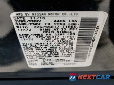 Zdjęcie 13 z 13 samochodu: 2017 NISSAN ROGUE S VIN:JN8AT2MT2HW385831 - miniatura