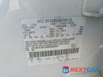 Zdjęcie 13 z 13 samochodu: 2009 FORD EDGE VIN:2FMDK38C09BA63828 - miniatura