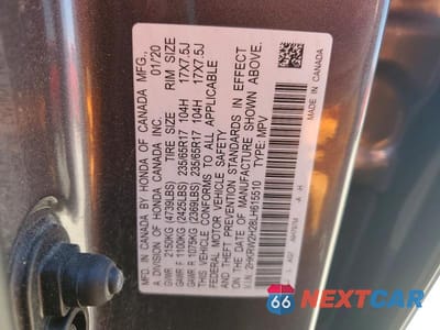 Zdjęcie 13 z 13 samochodu: 2020 HONDA CR-V LX VIN:2HKRW2H28LH615510 - miniatura