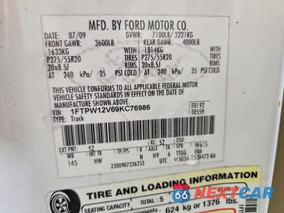 Zdjęcie 12 z 12 samochodu: 2009 FORD F150 SUPERCREW VIN:1FTPW12V69KC76986 - miniatura