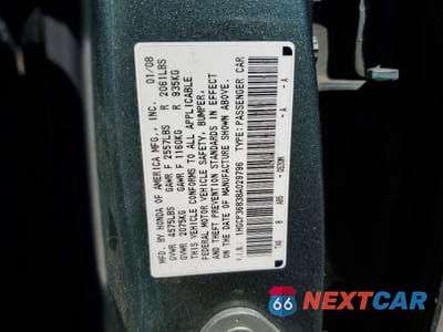 Zdjęcie 12 z 12 samochodu: 2008 HONDA ACCORD EXL VIN:1HGCP36838A029796 - miniatura