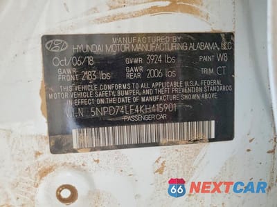 Zdjęcie 13 z 13 samochodu: 2019 HYUNDAI ELANTRA SE VIN:5NPD74LF4KH415901 - miniatura